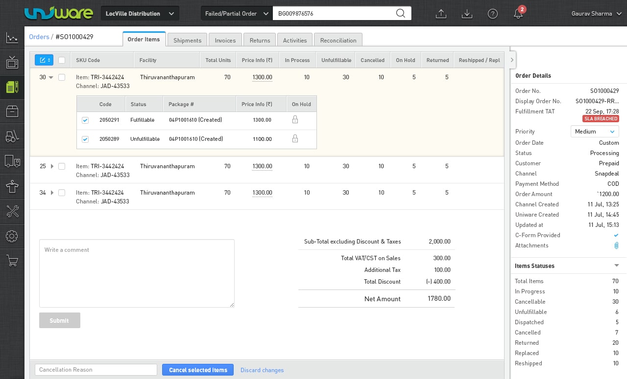 unicommerce-order-items