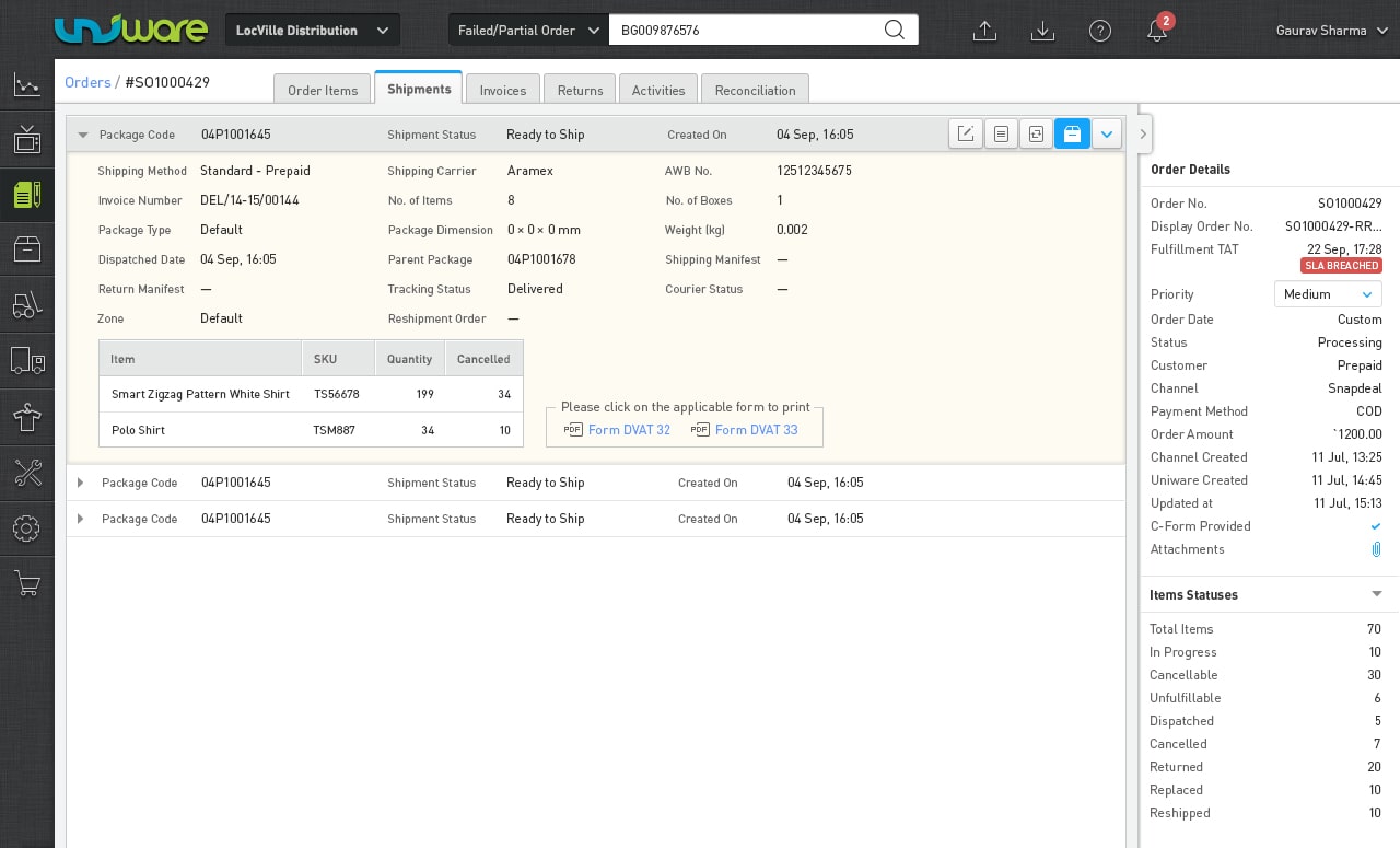 unicommerce-shipments